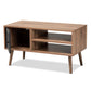 Yuna Coffee Table - Mid-Century Modern Design with Natural Brown Wood and Black Metal, Features 1-Door Storage Solution