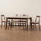 Delphina Dining Set Mid-Century Modern 6-Piece Cream Fabric and Dark Brown Wood Collection for Stylish Dining Rooms