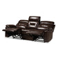 Byron Reclining Sofa Modern Dark Brown Faux Leather Upholstered 3-Seater Couch for Living Room Comfort and Style