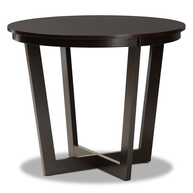 Brava Dining Set Modern and Contemporary Dark Brown Finished Wood 5-Piece