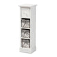 Abriella Storage Unit - Modern Grey Fabric with White Wood, Featuring 1 Drawer and Baskets for Organized Living