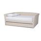 Delora Daybed - Modern and Contemporary Beige Fabric Upholstered with Roll-Out Trundle Bed