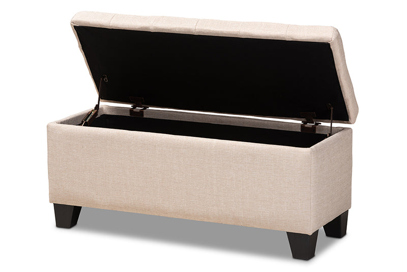 Fera Ottoman Modern and Contemporary Beige Fabric Upholstered Storage