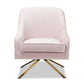 Amaya Luxe Lounge Chair Glamour Light Pink Velvet Upholstered with Gold Base Elegant Accent Chair for Living Room or Bedroom Decor