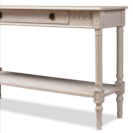 Ariella Console Table Country Cottage Farmhouse Style with 1 Drawer Whitewashed Finish