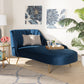 Kailyn Glam Luxe Chaise Lounge Navy Blue Velvet with Gold Finished Legs