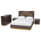 Arcelia Queen Size Bedroom Set Contemporary Glam Luxe 4-Piece Collection in Two-Tone Dark Brown and Gold Finished Wood