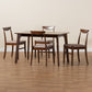 Delphina Dining Set Mid-Century Modern 5-Piece Collection with Warm Grey Fabric and Dark Brown Wood Finish