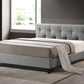 Annette Modern Bed - Gray Linen with Upholstered Headboard