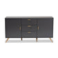 Kelson Sideboard Buffet - Modern Dark Grey and Gold Finished Wood 2-Door Storage Cabinet