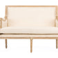 Chavanon Traditional French Loveseat in Wood and Light Beige Linen for Elegant Living Room Seating