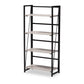 Lakota 4-Tier Display Shelf in Light Grey Wood and Black Metal - Modern Industrial Storage Unit for Home or Office Decor