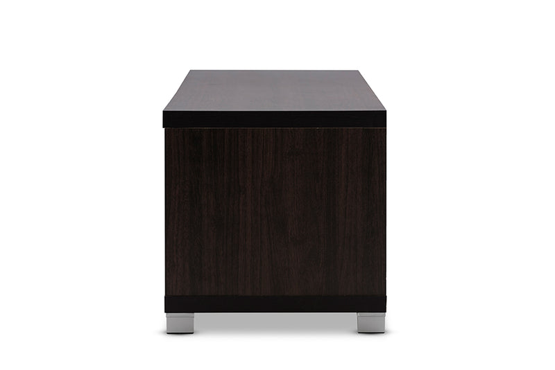 Beasley TV Cabinet 70-Inch Dark Brown with 2 Sliding Doors and Drawer