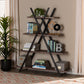 Fiera Industrial 4-Tier Display Shelf Rustic Walnut Wood and Black Metal Living Room Furniture for Stylish Home Decor