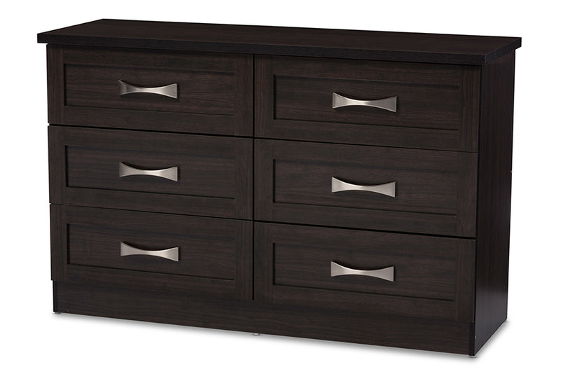 Colburn Dresser - Modern and Contemporary 6-Drawer Dark Brown Finish Wood Storage