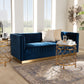 Aveline Sofa Glam and Luxe Grey Velvet Fabric Upholstered Brushed Gold Finished