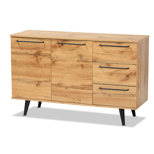 Radley Sideboard Modern Contemporary Oak Brown Finished Wood 3-Drawer Buffet for Dining Room Storage and Organization