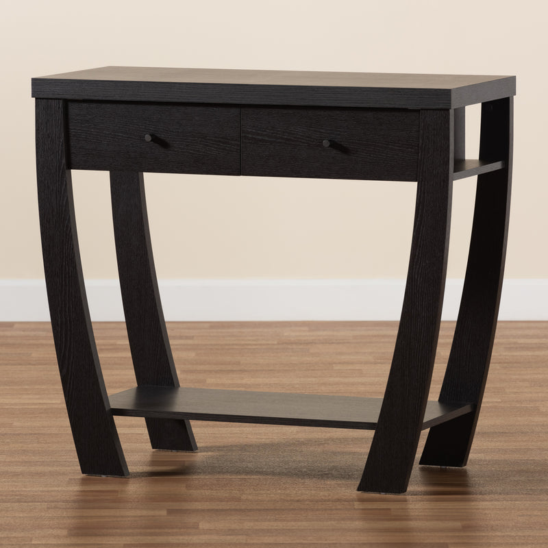 Capote Console Table Modern and Contemporary Espresso Brown Finished Wood 2-Drawer