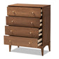 Landis Mid-Century Modern 4-Drawer Chest in Ash Walnut Finish - Stylish Storage for Bedroom or Living Room