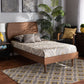 Yori Twin Size Platform Bed in Mid-Century Walnut Brown Wood with Sleek Design and Sturdy Construction