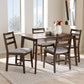 Nadine Dining Set Modern 5-Piece Collection with Walnut Finish and Light Grey Fabric Upholstery