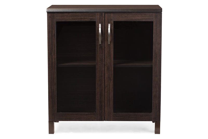 Sintra Modern Contemporary Sideboard Dark Brown Storage Cabinet with Glass Doors for Stylish Home Organization