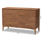 Landis Mid-Century Modern Dresser 6-Drawer Ash Walnut Finished Wood Storage for Bedroom or Living Room