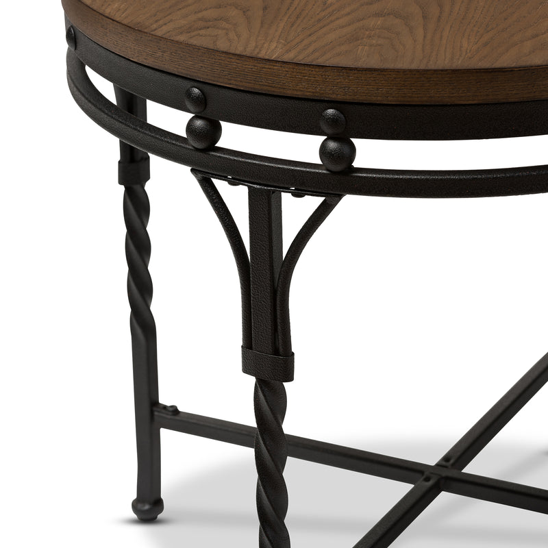 Austin Vintage Industrial Round End Table in Antique Bronze Finish - Stylish Accent for Living Room or Bedroom