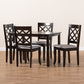 Verner Dining Set Modern Contemporary Grey Fabric Upholstered Espresso Brown Finished 5-Piece Wood