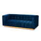 Loreto Sofa Glam and Luxe Grey Velvet Fabric Upholstered Brushed Gold Finished