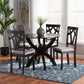 Rasa 5-Piece Dining Set Modern Grey Fabric Chairs with Dark Brown Finished Wood Table