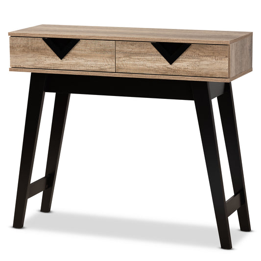 Wales Console Table Modern Light Brown Finished Wood with 2 Drawers for Stylish Storage and Display