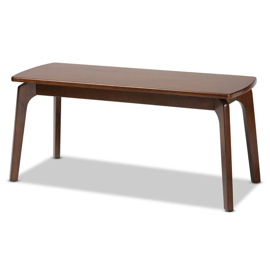 Linden Dining Bench Modern Dark Brown Finished Wood Seating for Dining Rooms and Entryways