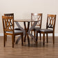 April 5-Piece Dining Set in Modern Style with Grey Fabric Upholstery and Walnut Brown Finished Wood