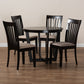 Nellie 5-Piece Dining Set Modern Sand Fabric Upholstered Chairs with Dark Brown Finished Wood Table