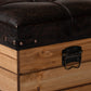 Edmund Storage Ottoman Rustic Dark Brown Faux Leather Upholstered with Oak Finished Wood