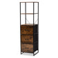 Hakan Modern Industrial 3-Drawer Storage Cabinet in Walnut Brown Wood and Black Metal for Stylish Organization