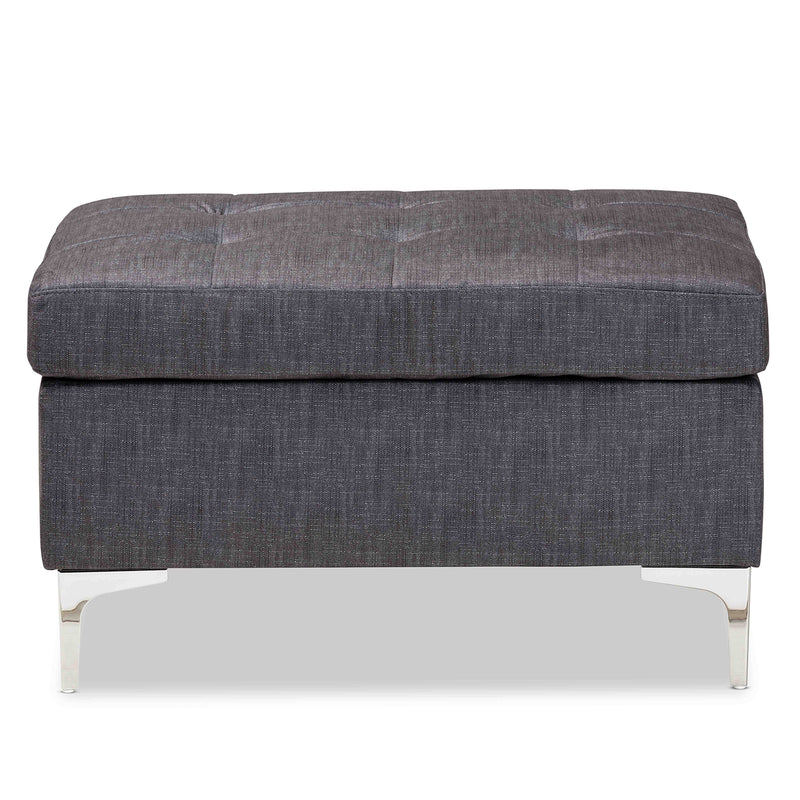 Riley Ottoman Modern Grey Fabric Upholstered Footrest and Accent Piece for Living Room or Bedroom