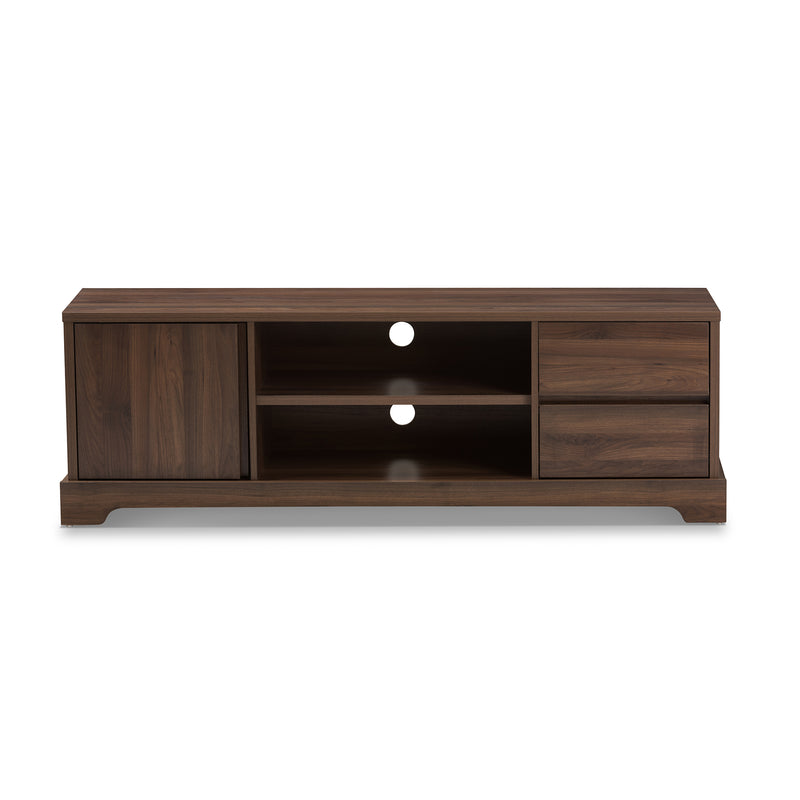 Burnwood Modern Walnut Brown Wood TV Stand for Living Room, Contemporary Entertainment Center with Storage Shelves and Cable Management