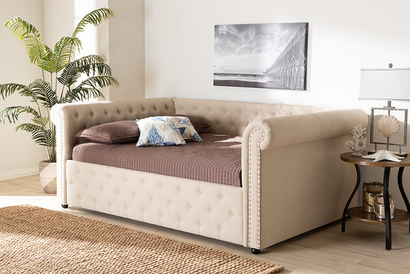 Mabelle Daybed - Modern and Contemporary Beige Fabric Upholstered