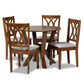 Irene 5-Piece Dining Set - Modern Grey Fabric Chairs with Walnut Brown Finished Wood Table