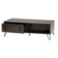 Baldor Coffee Table - Modern Design with Dark Brown Wood and Black Metal, Featuring 2 Storage Drawers