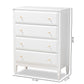 Naomi Bedroom Chest Classic White Finished Wood 4-Drawer Storage Solution for Stylish Bedrooms