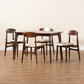 Daria Dining Set Mid-Century Modern 5-Piece Cream Fabric and Dark Brown Wood Furniture for Stylish Dining Rooms