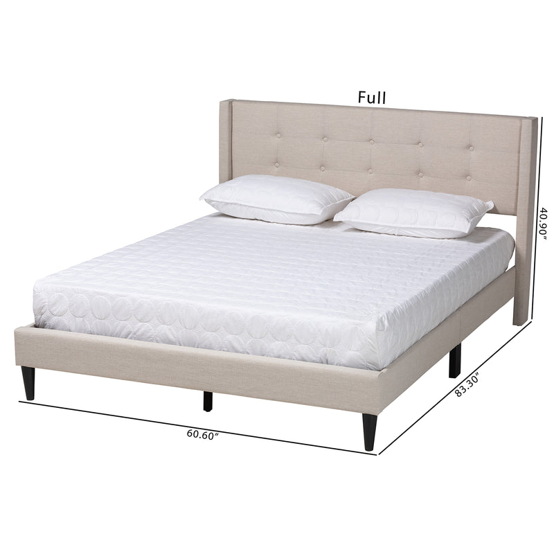 Casol Platform Bed - Mid-Century Modern Transitional Beige Fabric Upholstered