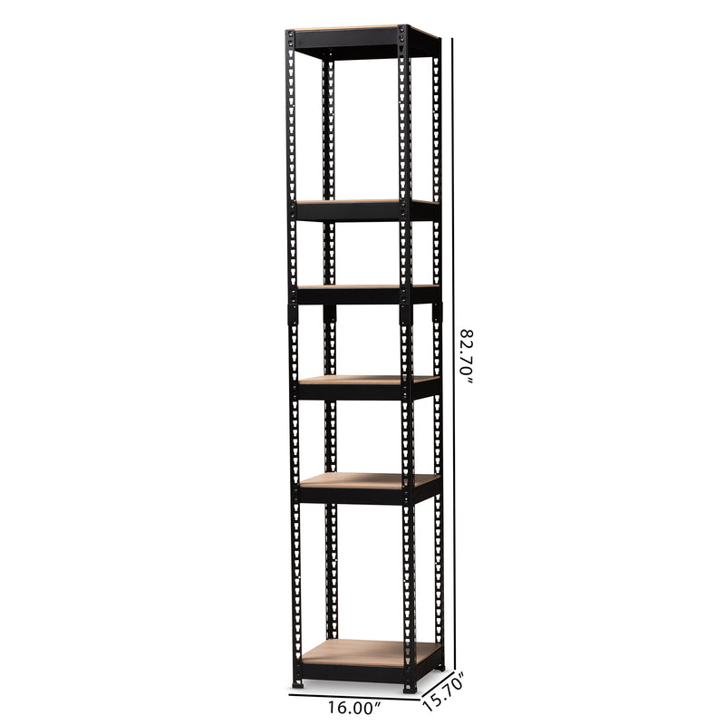 Gavin 5-Shelf Closet Storage Organizer Modern Black Metal Racking System for Efficient Home Organization