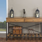 Newcastle Console Table Wood and Metal Criss-Cross Design for Entryway or Living Room Furniture