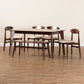 Daria Dining Set Mid-Century Modern 6-Piece Cream Fabric and Dark Brown Wood Collection for Stylish Dining Rooms