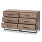 Daxton 6-Drawer Dresser in Rustic Oak Finish, Stylish Storage Solution for Modern Bedroom Furniture