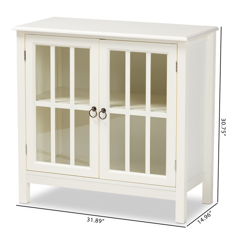 Kendall Kitchen Storage Cabinet Classic White Finished Wood with Glass Doors for Stylish Organization and Display